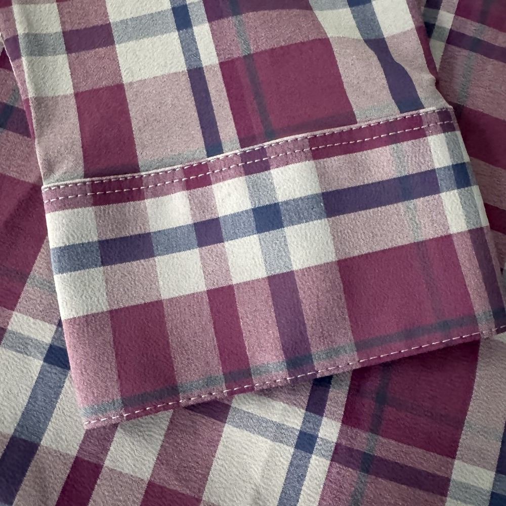 Mizzen+Main Leeward Long Sleeve Shirt Men XL Trim Purple Plaid Slim Stretch - Picture 6 of 12